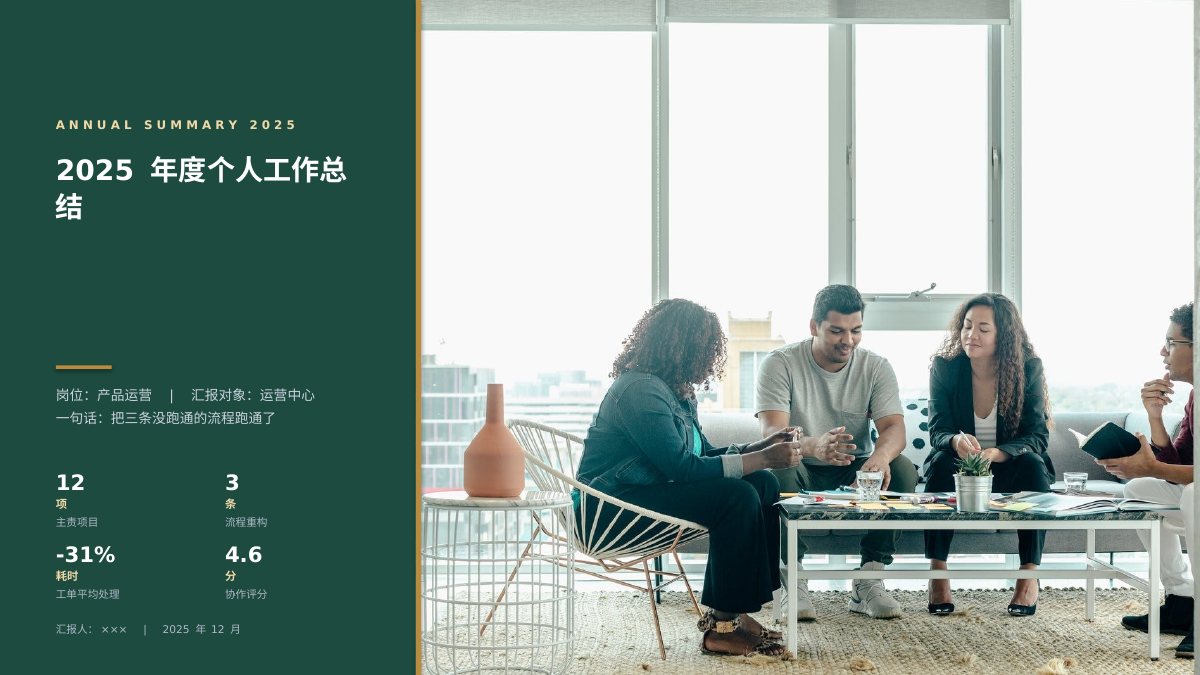 个人年度工作总结PPT模板封面